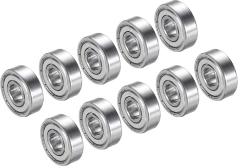 PATIKIL 8x22x7mm Skateboard Bearing, 10 Pack 608ZZ Steel Ball Bearings Double Rubber Sealed Shielded Miniature for Scooters Roller Skates, Silver