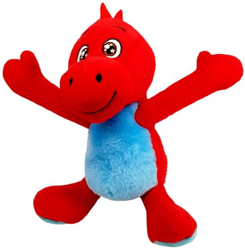 Bauer Spielwaren Stretch Buddies - Dino: Kuscheltier aus softem Plüsch, mit beweglichen Armen und Beinen, 25cm, rot (12275)
