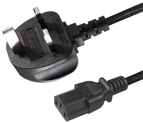 FusionTg Kettle Lead C13 Power Cable - PC, Monitor Cable (Available in 1.5m, 1.8m and 3m) – Durable IEC Cable Power Cord for HP,Acer, ASUS and Samsung (1.8M)