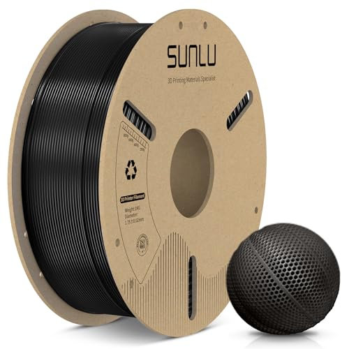 SUNLU TPU Filament 1.75mm, 3D Drucker Filament 1.75mm ±0.03mm, passend für die meisten FDM 3D Drucker, 1KG Pappspule. (Schwarz)