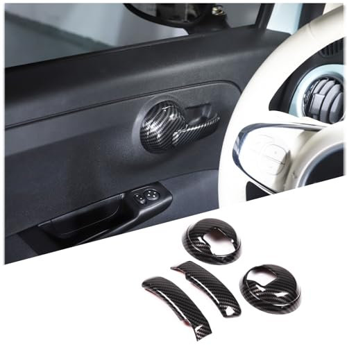 METYOUCAR Compatible with Fiat 500 Abarth 595 2010-2025 Inner Handle Panel Cover Decorative Interior Accessories Car Interior Door Handle Cover 4PCS (Carbon Fiber Pattern)