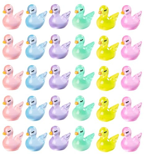 CutitiUU Lot de 30 Micro-Ornement Paysage Cygne en résine phosphorescente,Mini Animaux en résine pour décoration d'aquarium,décoration de gâteau,fête d'anniversaire,6 Couleurs (Cygne)