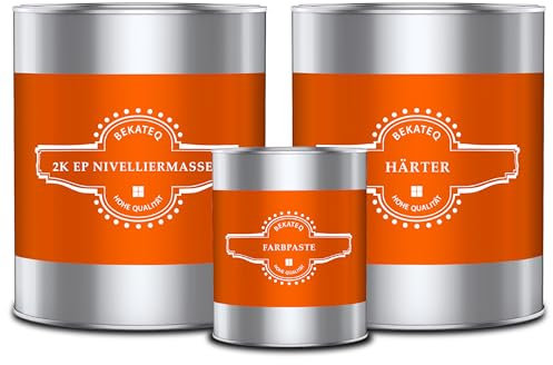 BEKATEQ 2K Epoxidharz Nivelliermasse 1kg Weiss Ausgleichsmasse - Bodenbeschichtung UV-optimiert, Lösemittelfrei, Geruchsarm, Selbstverlaufend, Selbstentlüftend Bodenfarbe BK-205EP