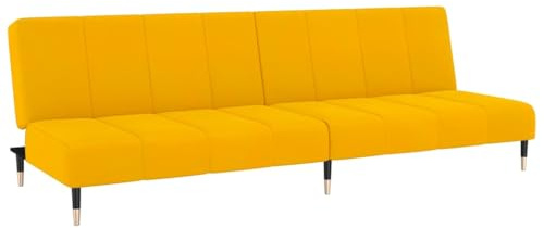 vidaXL Schlafsofa 2-Sitzer Gelb Samt, Tagesbett, Gästebett, Sofa mit Schlaffunktion, Schlafcouch, Sofabett, 2-in-1 Sofa, 2-Sitzer-Sofa, Sofa, Couch