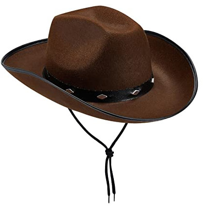 Cappello Cowboy Donna, Cappelli Cowboy, Cappello Invernale Elegante Uomo Donna, Cowboy Bambino Cappello da Cowboy alla con Cravatta A Curva in Pelle Western A Cinque Chiodi con Orlo Solido Unisex