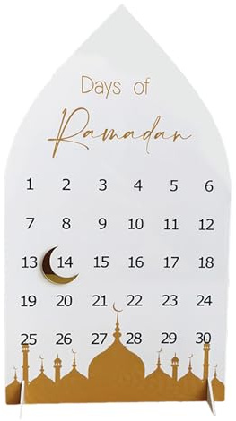 Ramadan-Dekoration, Ramadan Mubarak Adventskalender, Eid Kareem Countdown aus Acryl für Zuhause, Büro und Tischdekoration (A)