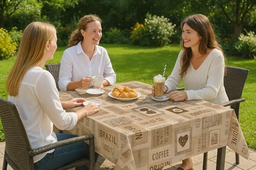 texpot Wachstuchtischdecke 140 x 340 cm abwaschbar Arabica Tischdecke Gartendecke