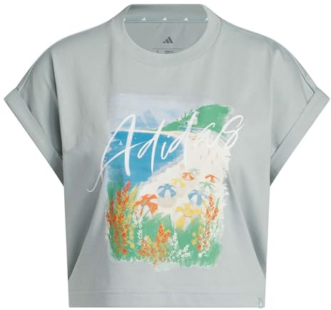adidas Women's Summer Romance Graphic T-Shirt, Wonder Sage, L