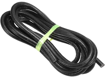 PATIKIL Round Braided Leather Cord, 7mm Round Braided Leather Cord Rope Folded for Crafts Jewelry Making Necklace Bracelets, Black(3 Yards)