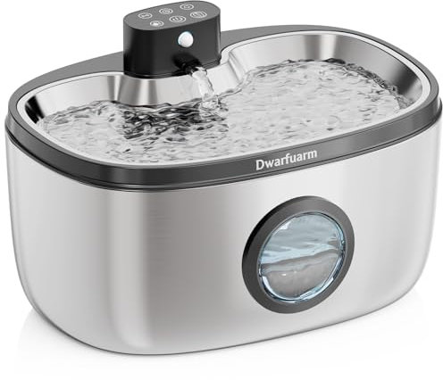 Cordless Cat Water Dispenser, 5 Litre Stainless Steel Pet Water Fountain with Separate Water and Electricity all-in-One Pump, LED Indicator Cat Water Fountain for Multi-pet Household