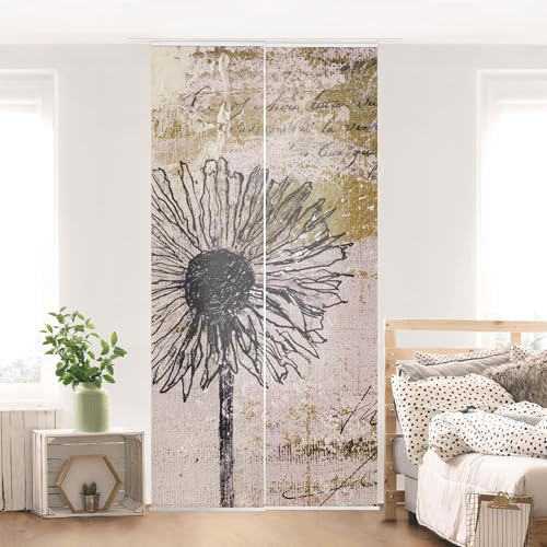micasia Schiebegardine halbtransparent 60er Paneel Klett Muster Textil lichtdurchlässig - Pusteblume Abstrakt Flächenvorhang Wohnzimmer Schlafzimmer 1619 (120x250 cm - 2er Set)