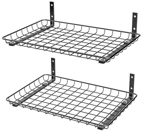 EVERHANGER Garagen-Wandregale, 30,5 x 45,7 cm, Wandmontage, Metallregal, Schwerlastregal, Organizer, 2 Stück, Schwarz