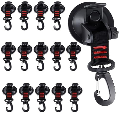 KOHAND 15 Pcs Heavy Duty Suction Cups, 360°Rotating Camping Sucker Cup with Straps and D-rings, Suction Cup Anchor for Camping and Awning Installation
