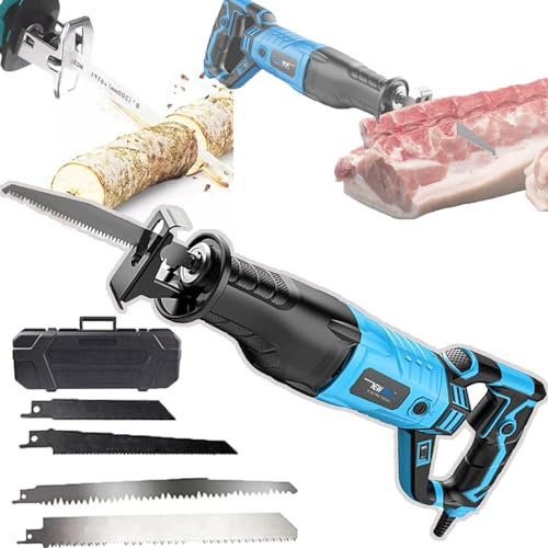 900w Electric Bone Saw W/ 4 PCS Blades & Toolbox, 180° Rotational Reciprocating Cutting Saw - Multi-Speed Speed Adjustment, for Wood, Trees, Metal