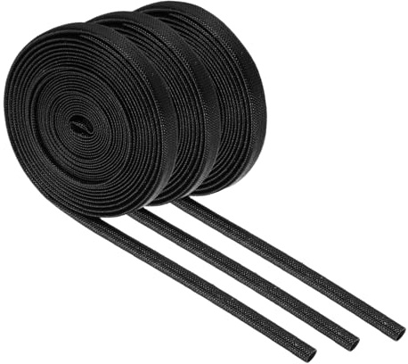 sourcing map 3Pcs Wire Insulation Braid Fire Sleeve,9.8Ft-4mm ID Black | High Temp, Silicone Coated ,Fiberglass Sleeving ,for Automotive Hose Lines Electrical Wiring