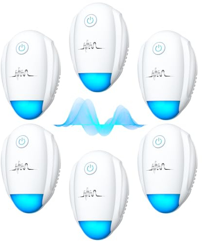 2026 Upgraded Ultrasonic Repeller 6 Packs,Indoor Ultrasonic Repellent, Electronic Plug in Pest Control for Bugs,Mosquito,Roach, Ant, Rodent, Mouse, Spider Repellent for House, Warehouse, Garage