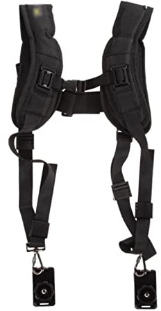 HRWLY Black Camera Shoulder Strap Quick Rapid Sling Camera Belt Adjustment for for 2 Cameras Digital DSLR Strap