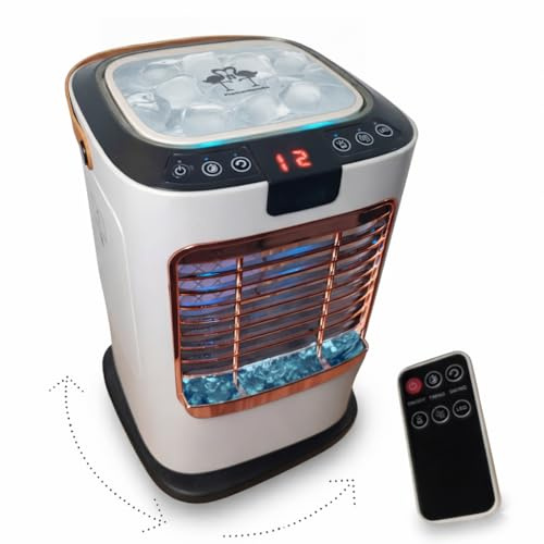 Cooli Frais ULTRA26 TÉLÉCOMMANDÉ – Climatiseur Mobile Rotatif 2026 Double Réservoir 1.3L (Eau + Glace) 6 Vitesses / 3 Modes – Rotation 120° – Rideau d’Eau + Double Pulvérisation – USB Type-C Secteur