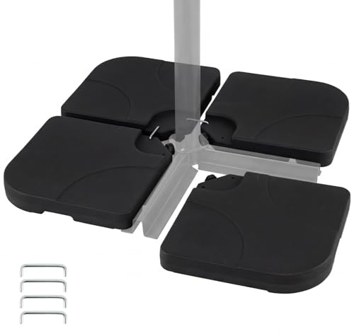 COSTWAY Base para Sombrilla de 4 Piezas, Soporte de Sombrilla de Exterior Rellenable con Agua o Arena, Asas de Transporte, 72 kg Pie de Parasol de Parasol Voladizo para Patio Jardín Terraza Piscina