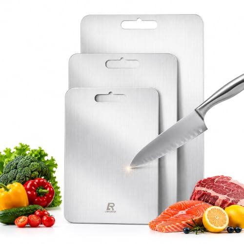 LNWQSQR 3 Pack Pure Titanium Chopping Boards, Non-Toxic Metal Cutting Board Set for Kitchen(s+m+L)