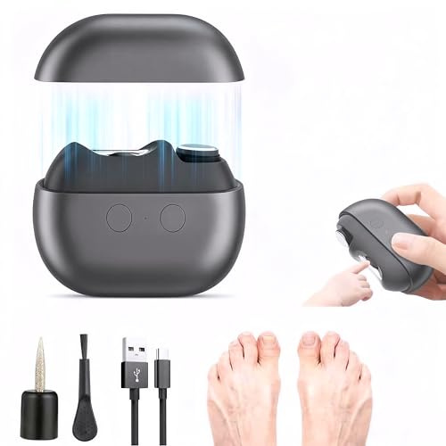 3-in-1 Electric Nail Trimmer, Automatic Nail Clipperswith LED Light, Rechargeable Electric Toenail Clipperfor Thick or Delicate Nails,2 Speeds & Dust Storage for Children & Seniors (Grey)