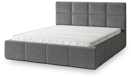 Masseno Polsterbett Como Q 120x200 cm, Doppelbett, Bettkasten, Stauraum, Lattenrost Und Kopfteil - Grau, Quelle 92