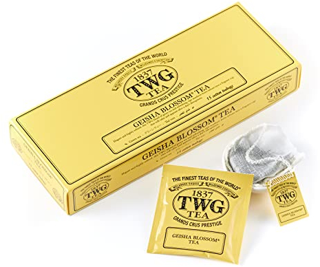 TWG Tea | Geisha Blossom Tea | GreenTea | Passionfruit & Marigold Petals | 15 Hand Sewn Cotton Teabags | Gift Set