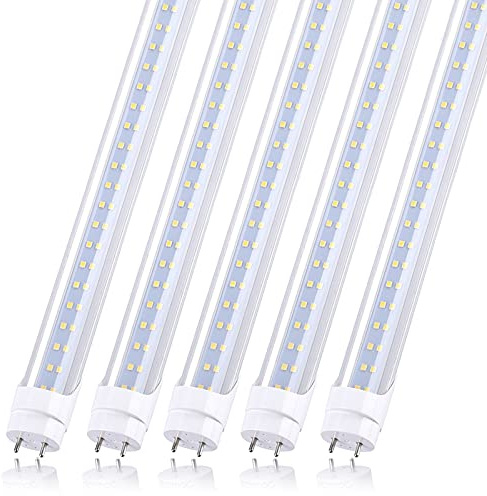 JOMITOP T8 LED Light Bulb 4FT, Ballast Bypass Required, 3360 Lumens, 2pin G13 End Cold White 6000K, Replace 80W Fluorescent Light,Cold White 6000K, Dual-End Powered Clear Cover AC 85-277V 25Pack