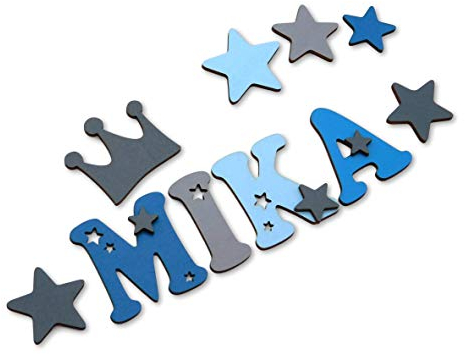 10cm Holzbuchstaben, Kinder - Türbuchstaben für Kinderzimmer, Türschild Kinderzimmertür Holz Buchstaben Taufgeschenk, Geburtsgeschenk, Deko, personalisierbar I inkl.2 Sterne und Klebepads