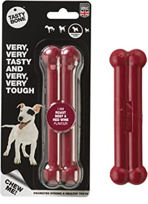 TastyBone Nylon Dog Chew Toy for Small Dogs (Roast Beef & Red Wine) - Indestructible for Aggressive Chewers, Everlasting Flavour, Strong Healthy Teeth, Made in the UK