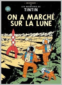 YODEX Bild Tintin (ON A MARCHE SUR LA LUNE) 70 x 50 - Poster - Wandbild - Heimbüro