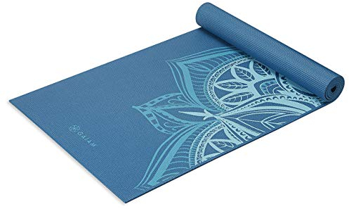 Gaiam Yoga Mat Premium Print Extra Thick Non Slip Exercise & Fitness Mat for All Types of Yoga, Pilates & Floor Exercises, Indigo Point, 6mm