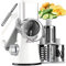 KEOUKE Rotary Cheese Grater Hand Crank Vegetable Cheese Shredder Slicer Grater for Kitchen 3 Changeable Blades for Cheese Potato Zucchini Nuts Chocolate (White)