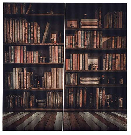 Verrückter 2 Größen 3D-Bücherregal gedruckt Shading Vorhänge Vorhänge(170 * 200cm), Wohnzimmer Vorhänge 3D Bücherregal Gedruckt Shading Vorhänge Schlafzimmer Vorhänge (170 * 200 cm)