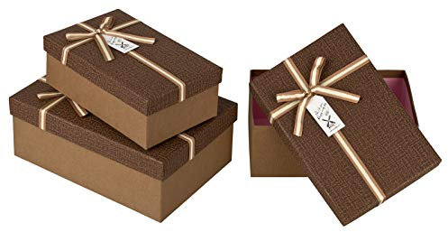 Kleenes Traumhandel 3er Set Geschenkboxen Rechteck Typ E2 - Größen: 23x16x9cm, 21x14x8cm, 19x12x7cm (Braun)
