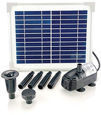 AEO Solar Water Pump Kit: 12V DC Brushless Submersible 124GpH Water Pump w/ 5W Solar Panel for Bird Bath, Fish Tank, Small Pond, Garden Decoration, Water Circulation for Oxygen (No Backup Battery)