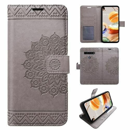 betterfon Hülle Kompatibel mit LG K61 | Klapphülle Schutzhülle mit Kartenfächer Kompatibel für K61 | Magnetverschluss Flip Case | Grau