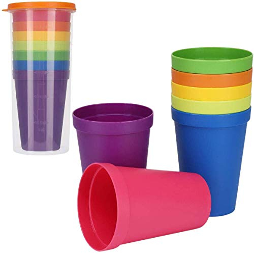 7 pièces tasses en plastique réutilisables, verres à eau empilables gobelet pour boisson, événement, mariage - couleur arc-en-ciel, 7,05 oz