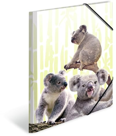 HERMA Sammelmappe A3 Koala, Kinder Eckspanner-Mappe aus Kunststoff mit Tier Motiv, Gummizug, Innenklappen und Innendruck für Jungen und Mädchen