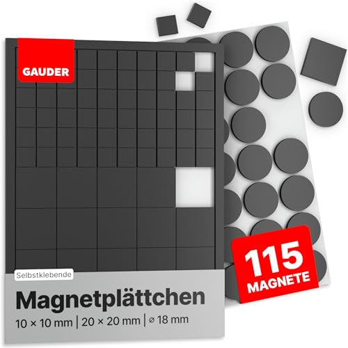 GAUDER Magnetplättchen selbstklebend | Selbstklebende Magnete | Klebemagnete für Fotos & mehr | Magnete zum Aufkleben