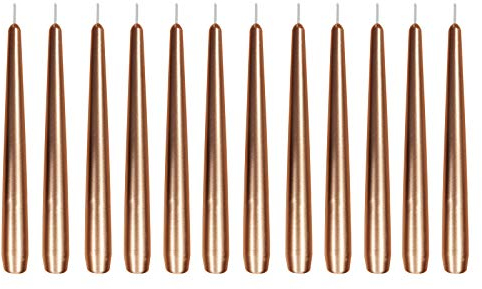 Ebersbacher Kerzenfabrik GmbH Spitzkerzen Leuchterkerzen lackiert Bronze, 12 Stück, Größe ca. 22 x 240 mm, einzeln in Folie, Tafelkerze Stabkerze