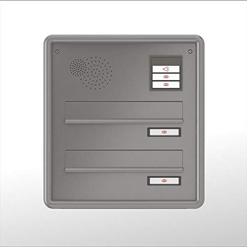 RENZ / 2er Mauerdurchwurf-Briefkasten Durchwurf-Postkasten mit Sprechfeld/RAL-Farbe 9007 Volumen 8 L/Kastenbreite 300 mm/Tiefe 300 mm/Stahl - mit Alu-Profilrahmen, aufklappbar/Dein-Briefkasten.de