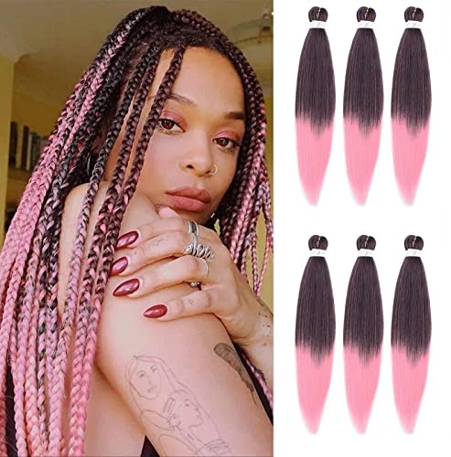 DT CHERYL 66cm vorgedehntes Flechthaar,6 Packungen Easy crochet braids hair,Hot Water Setting Professional Soft Yaki Textur Crochet braids extension(T27/613)…