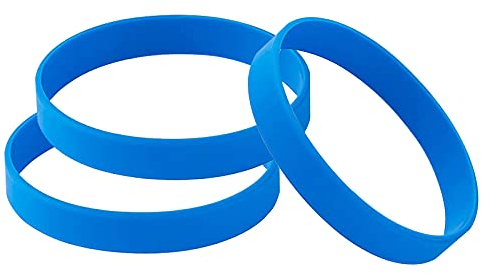 THXIY 100PCS Blank Silicone Wristbands Elastic Universal Bracelets Rubber Wholesale Bracelet bands bulk for Kids Blue