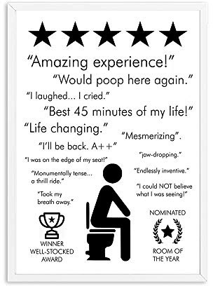 Black White Bathroom Quote Sign Print Poster Amazing Experience Would Poop Here Again Toilet Wall Art Canvas Painting Decor Picture 50x70cm Frameless