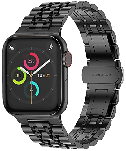Tasikar Kompatibel mit Apple Watch Armband 49mm 46mm 45mm 44mm 42mm,Herren Damen Edelstahl Ersatzarmbänder,Metall Uhrenarmbänder Kompatibel für iWatch Ultra 2 Series 10 9 8 SE 7 6 5 4 3 (Schwarz)