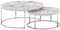 Wohnling Couchtisch 2er Set Weiß Silber Marmor Optik Sofatisch Rund Modern, Beistelltisch 2-teilig Metall, Runde Wohnzimmertische, Design Satztische