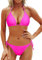Holipick Zweiteiliges Bikini-Set für Damen, Neckholder-Bikinioberteil und Schnürung an der Seite, sexy Badeanzug, Triangel-Kordel, neon pink, Small