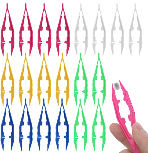 ASTER Lot de 20 pinces à épiler en plastique de 10 cm pour perles faites à la main et loisirs créatifs