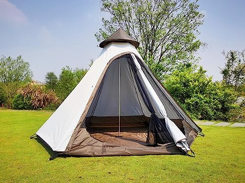 Siborter 2~4 Personen Outdoor Wasserdichtes Weißes Polyester Indianer Tipi Zelt für Camping